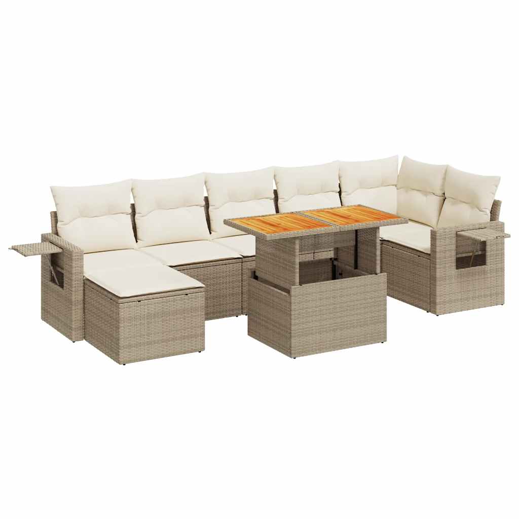 8-delige Loungeset met kussens poly rattan beige is nu te koop bij PeponiXL, paradijselijk wonen!