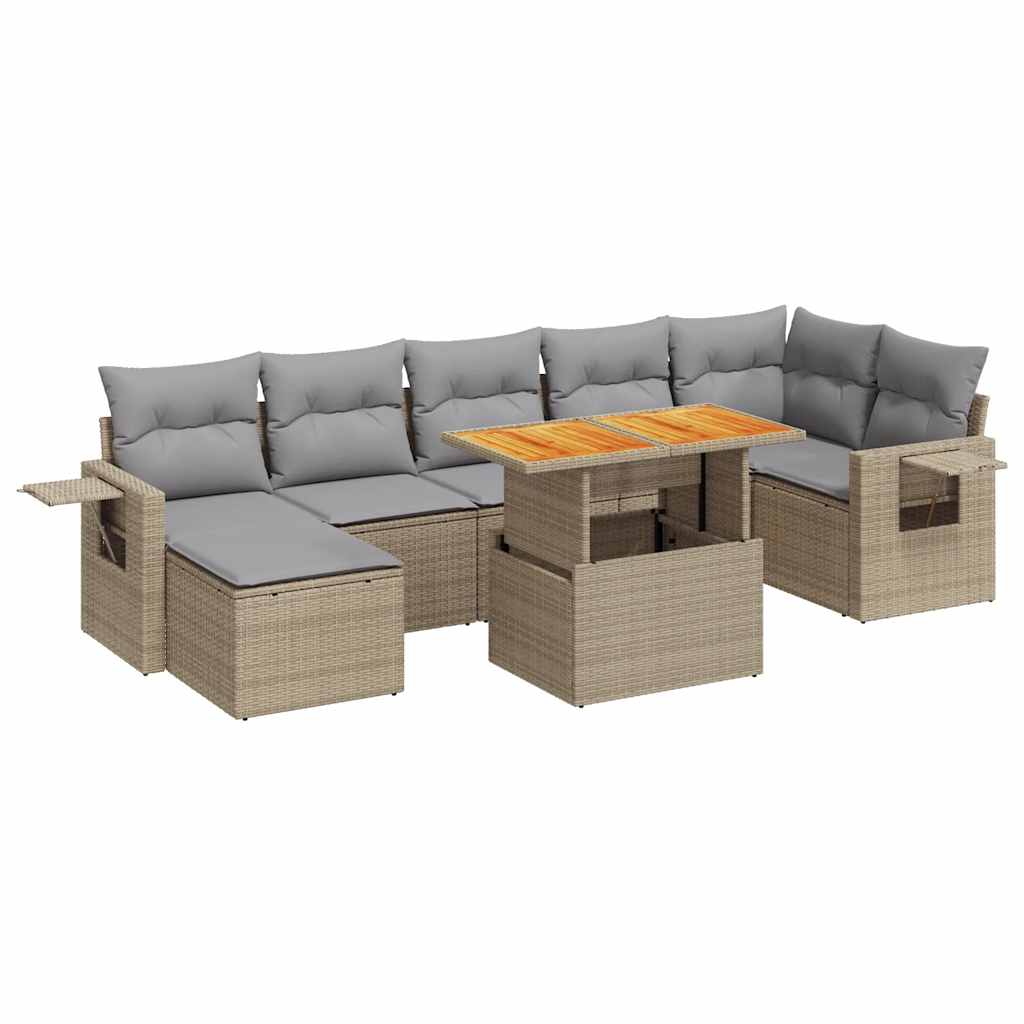 8-delige Loungeset met kussens poly rattan beige is nu te koop bij PeponiXL, paradijselijk wonen!