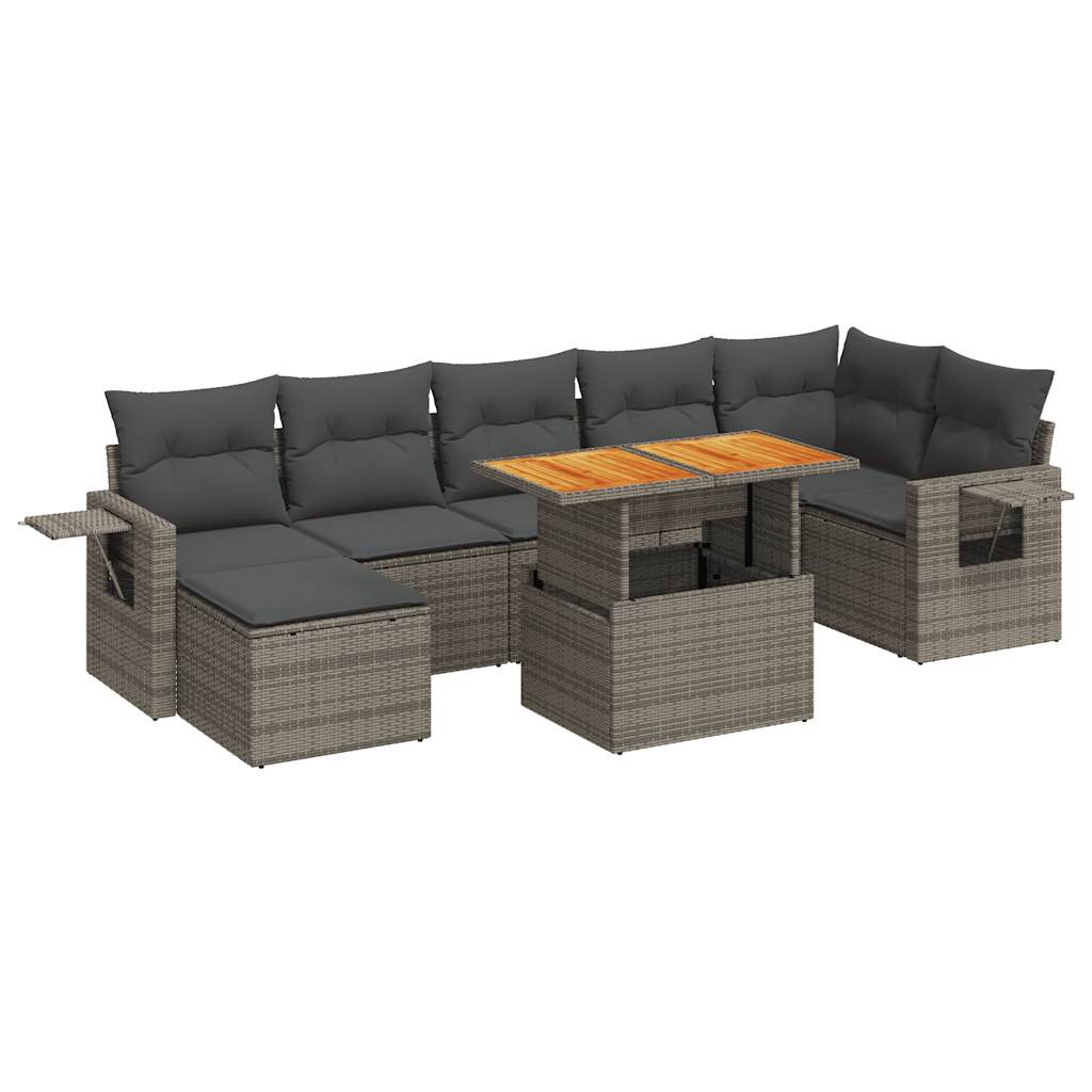 8-delige Loungeset met kussens poly rattan grijs is nu te koop bij PeponiXL, paradijselijk wonen!