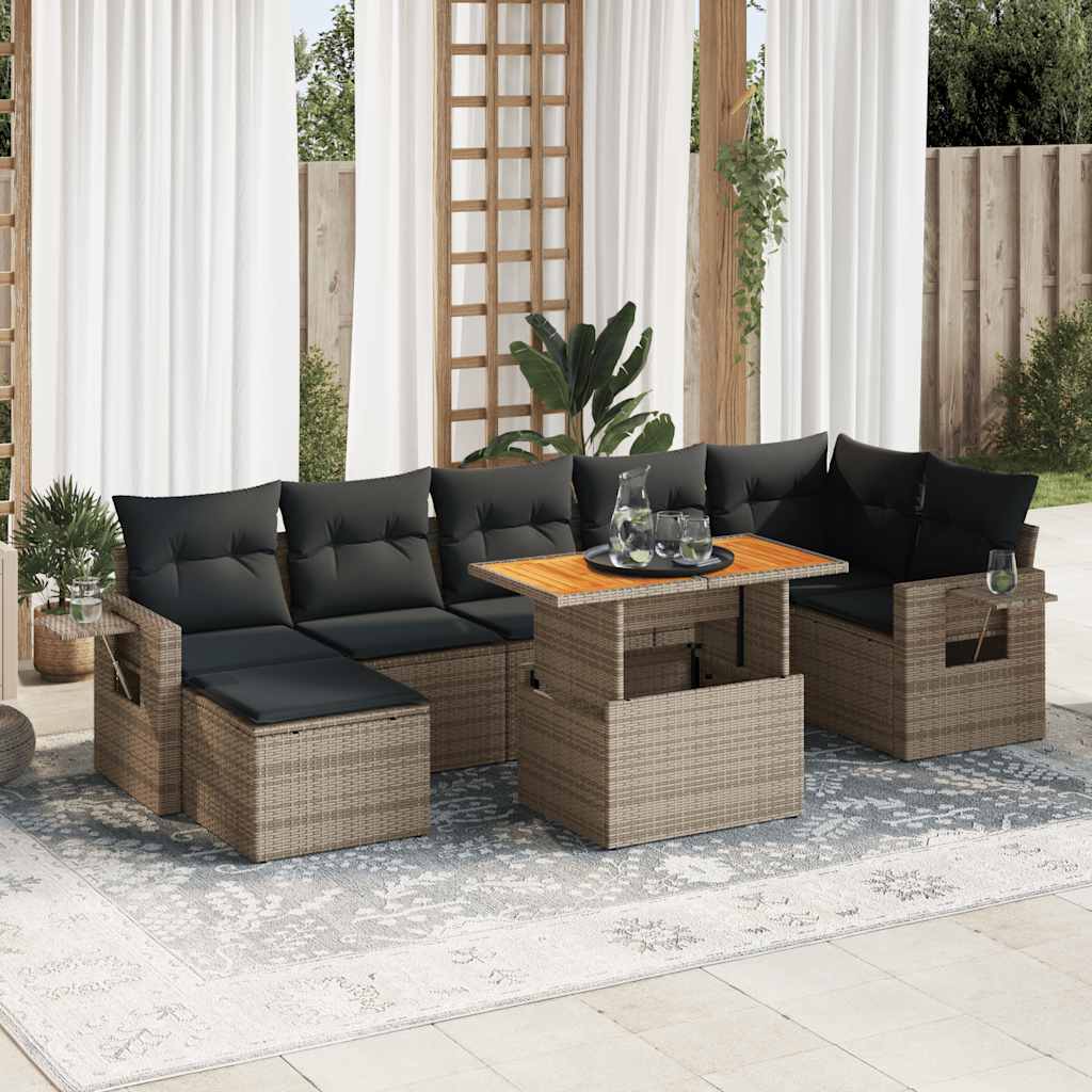 8-delige Loungeset met kussens poly rattan grijs is nu te koop bij PeponiXL, paradijselijk wonen!