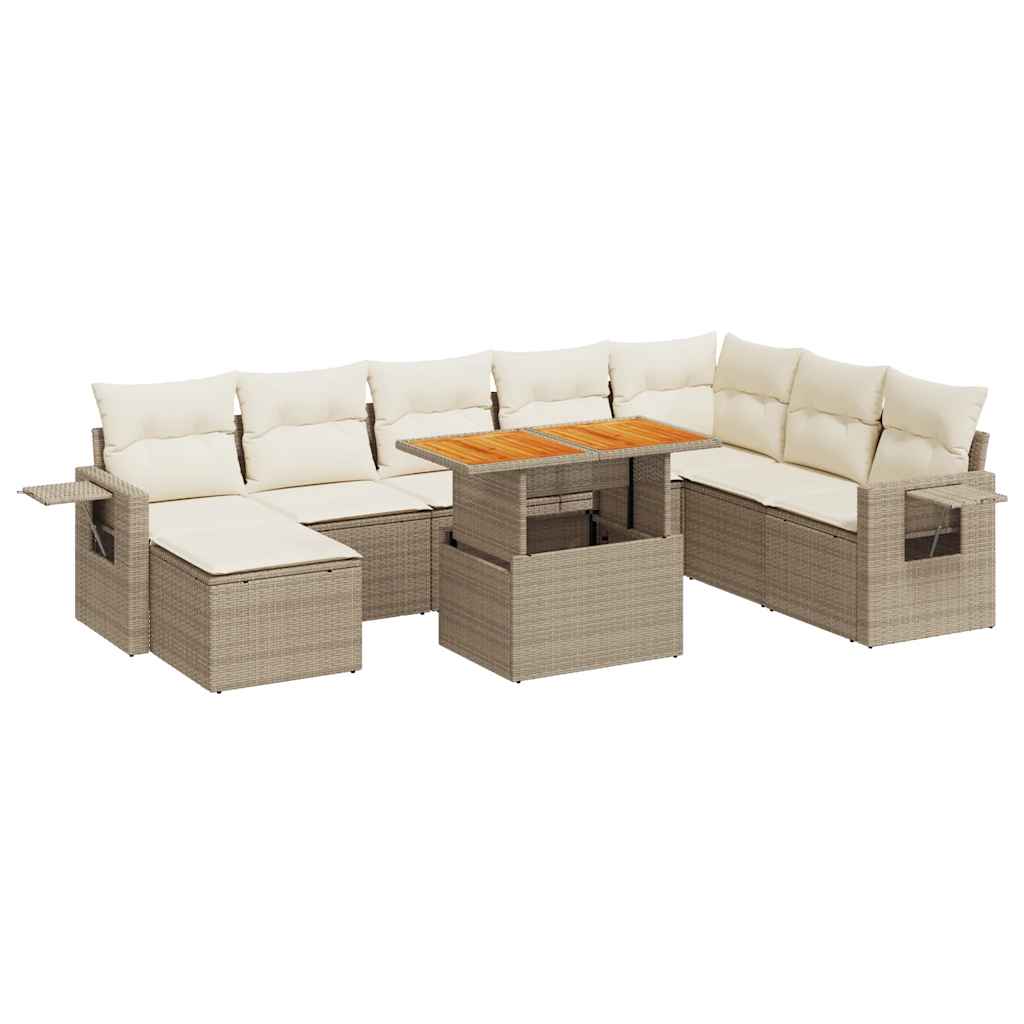 9-delige Loungeset met kussens poly rattan beige is nu te koop bij PeponiXL, paradijselijk wonen!