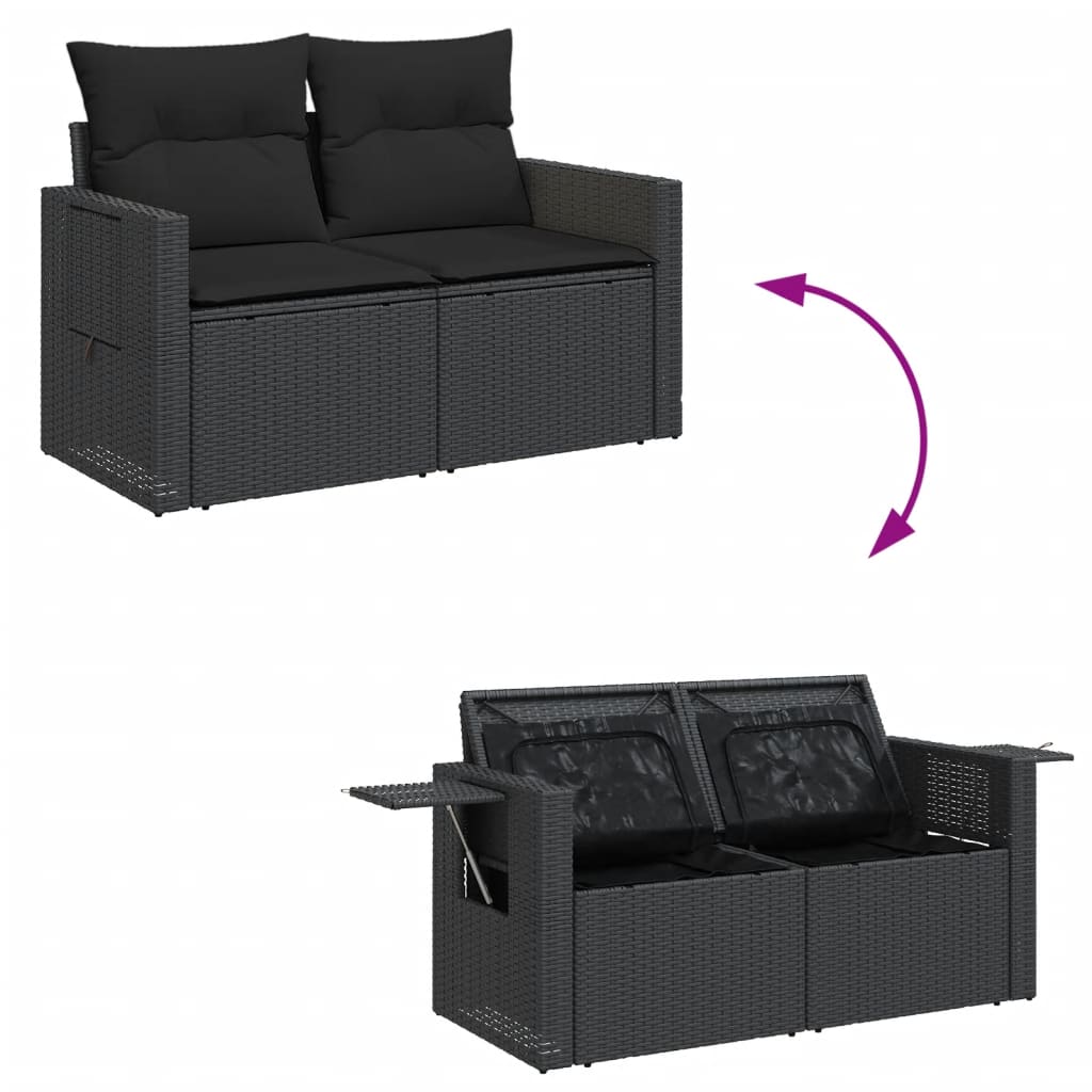 11-delige Loungeset met kussens poly rattan zwart is nu te koop bij PeponiXL, paradijselijk wonen!