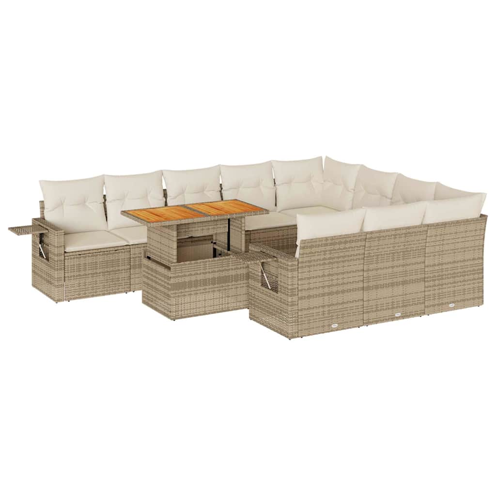 11-delige Tuinset met kussens poly rattan beige is nu te koop bij PeponiXL, paradijselijk wonen!