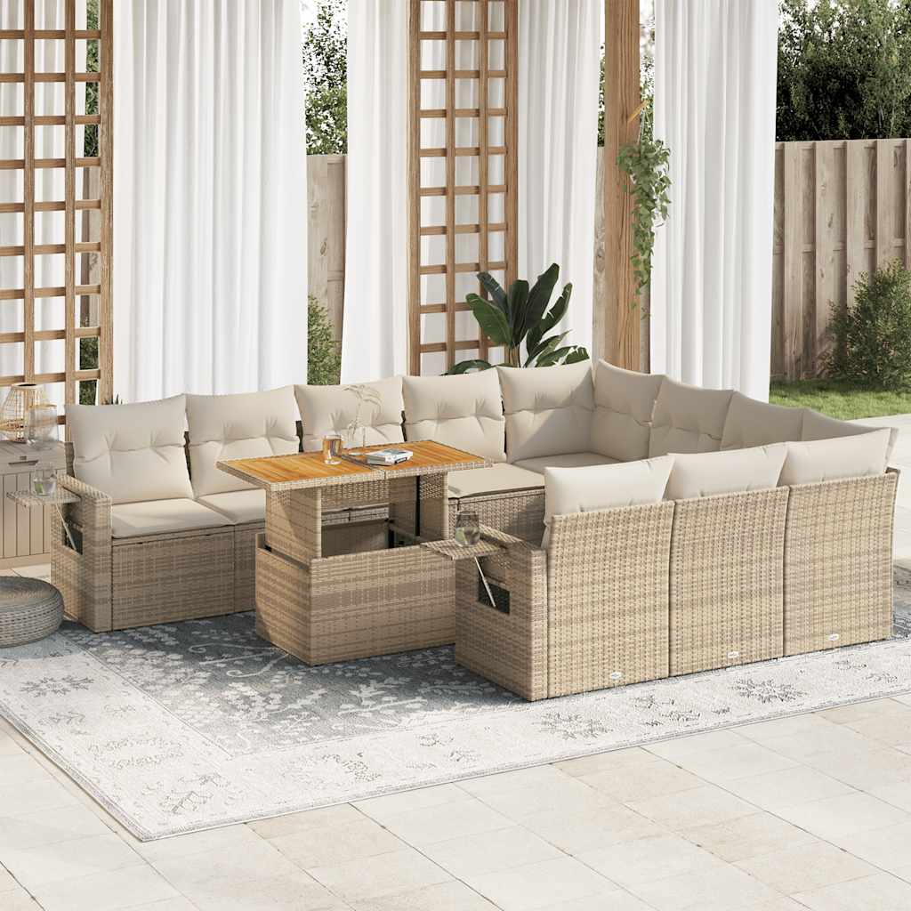11-delige Tuinset met kussens poly rattan beige is nu te koop bij PeponiXL, paradijselijk wonen!