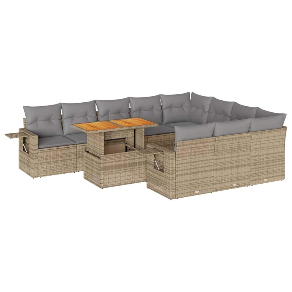 11-delige Tuinset met kussens poly rattan beige is nu te koop bij PeponiXL, paradijselijk wonen!
