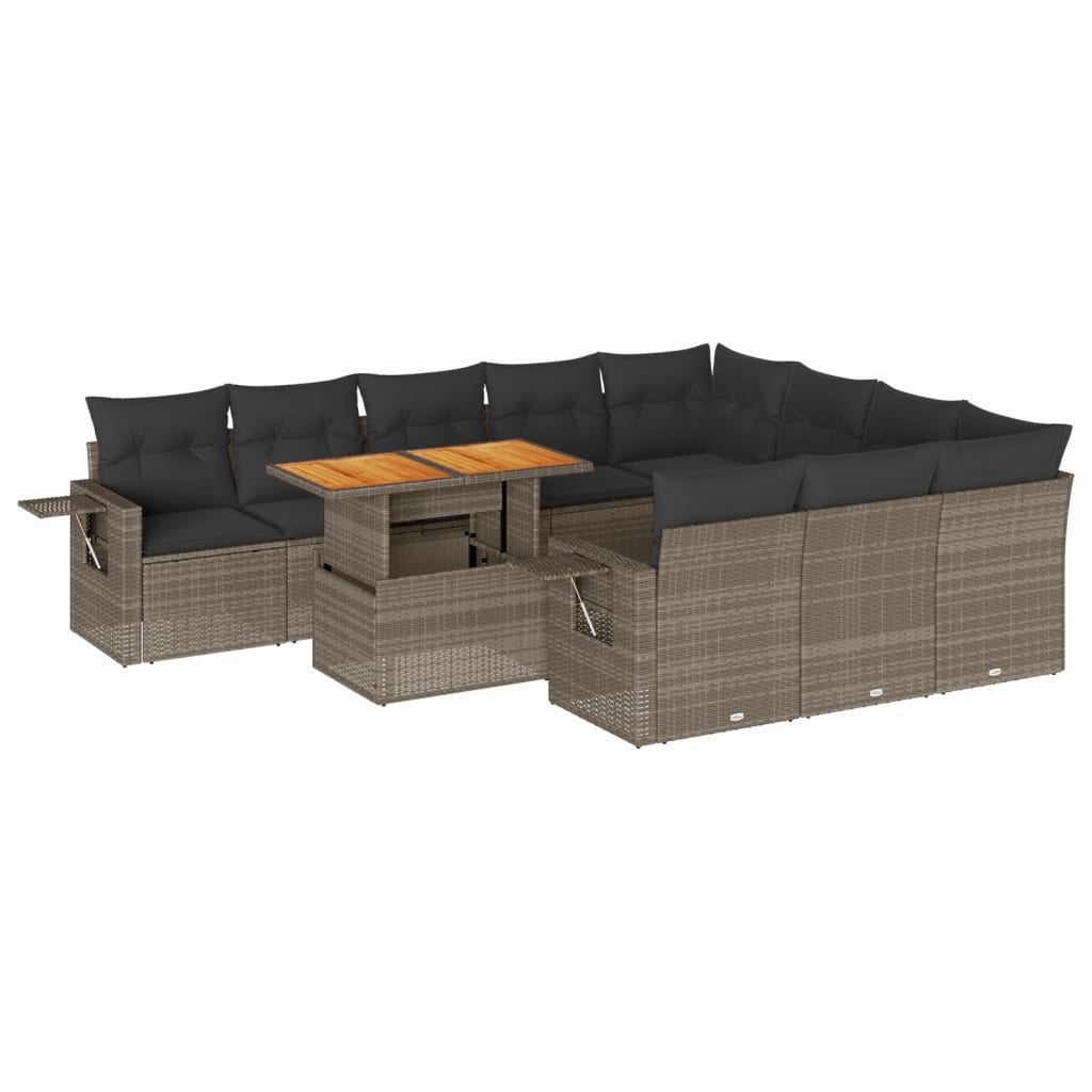 11-delige Loungeset met kussens poly rattan grijs is nu te koop bij PeponiXL, paradijselijk wonen!