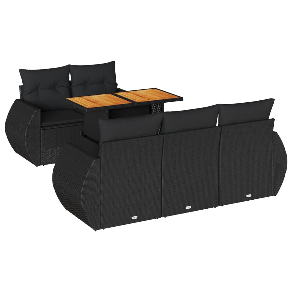 6-delige Loungeset met kussens poly rattan zwart is nu te koop bij PeponiXL, paradijselijk wonen!