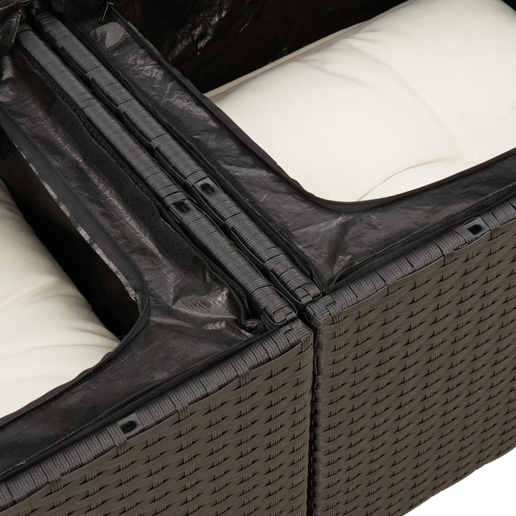 6-delige Loungeset met kussens poly rattan zwart is nu te koop bij PeponiXL, paradijselijk wonen!