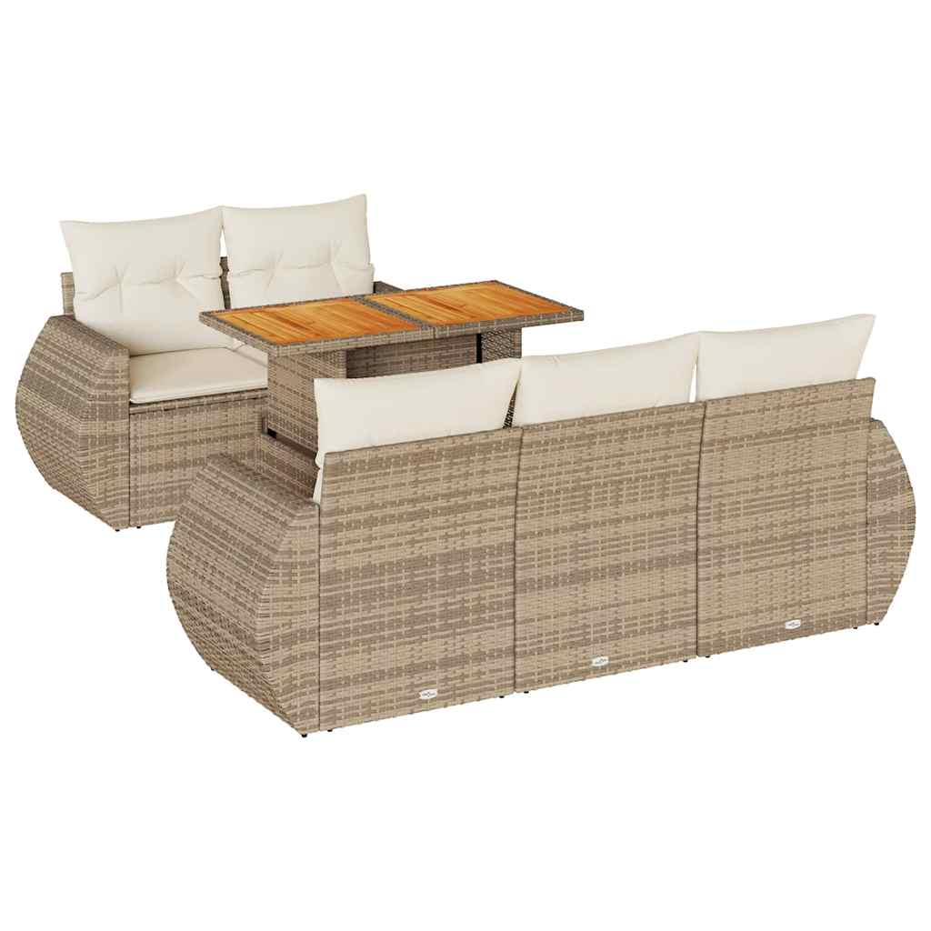 6-delige Loungeset met kussens poly rattan beige is nu te koop bij PeponiXL, paradijselijk wonen!