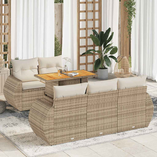 6-delige Loungeset met kussens poly rattan beige is nu te koop bij PeponiXL, paradijselijk wonen!