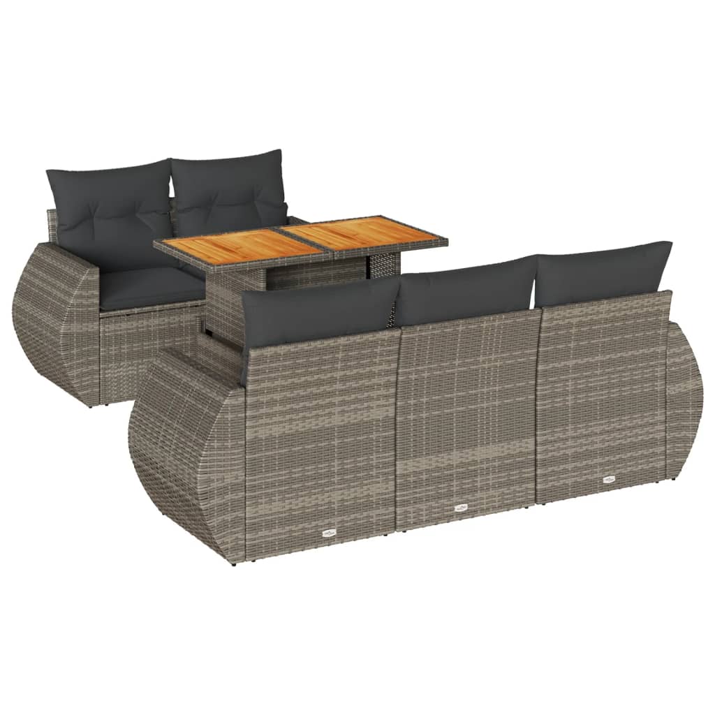 6-delige Loungeset met kussens poly rattan grijs is nu te koop bij PeponiXL, paradijselijk wonen!