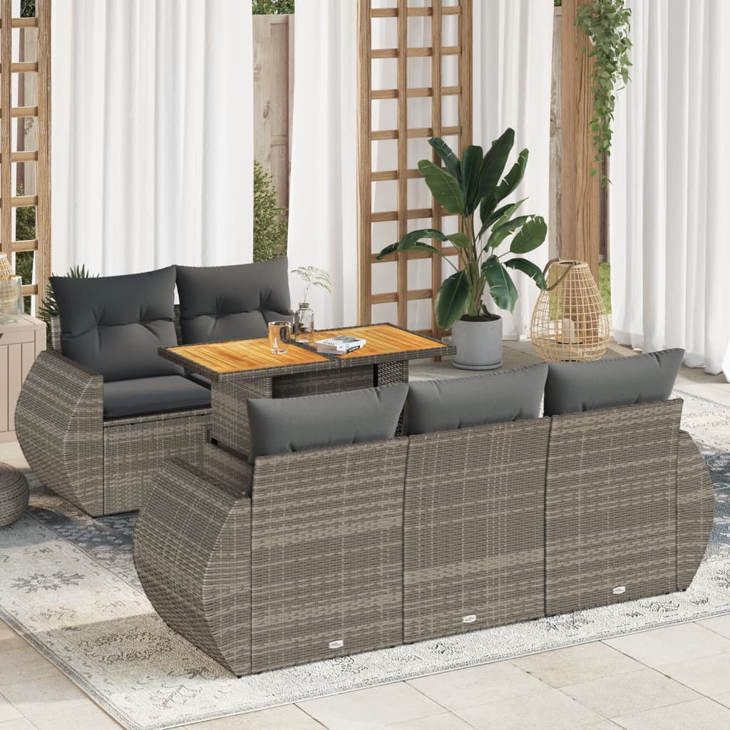 6-delige Loungeset met kussens poly rattan grijs is nu te koop bij PeponiXL, paradijselijk wonen!