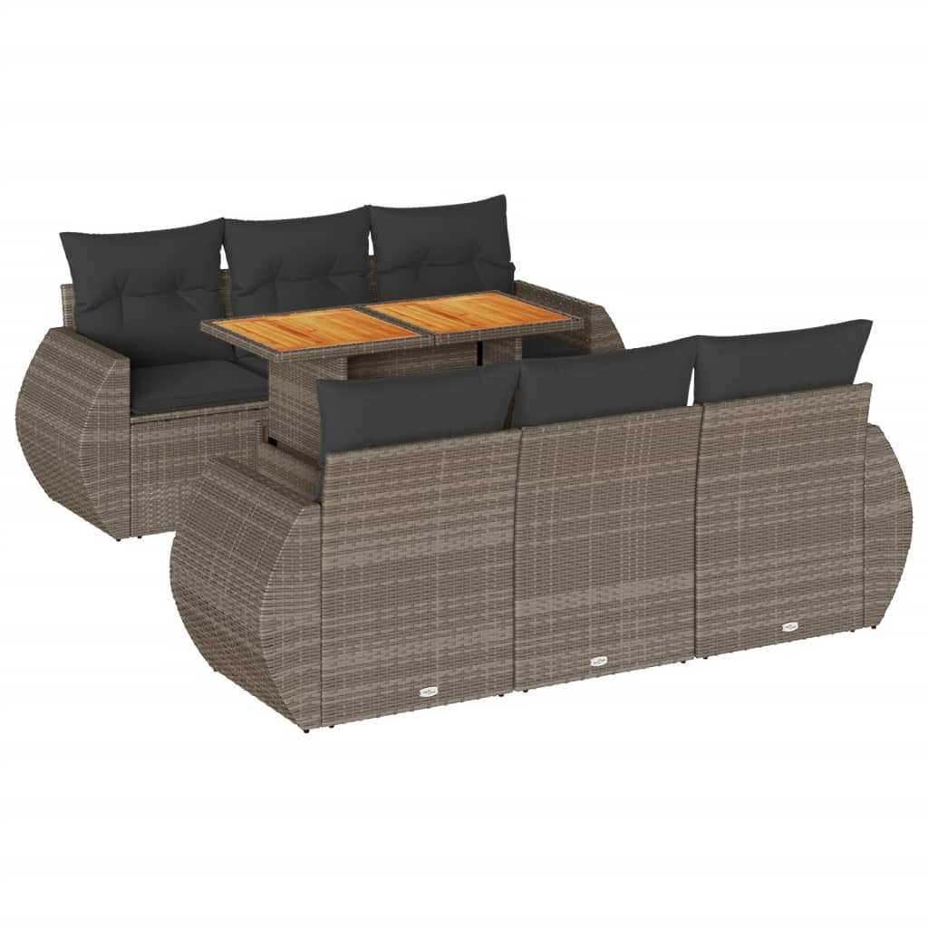 7-delige Loungeset met kussens poly rattan grijs is nu te koop bij PeponiXL, paradijselijk wonen!