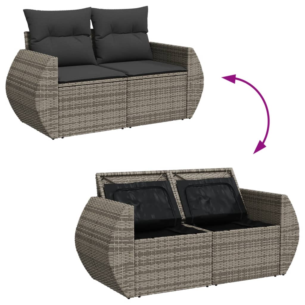 7-delige Loungeset met kussens poly rattan grijs is nu te koop bij PeponiXL, paradijselijk wonen!
