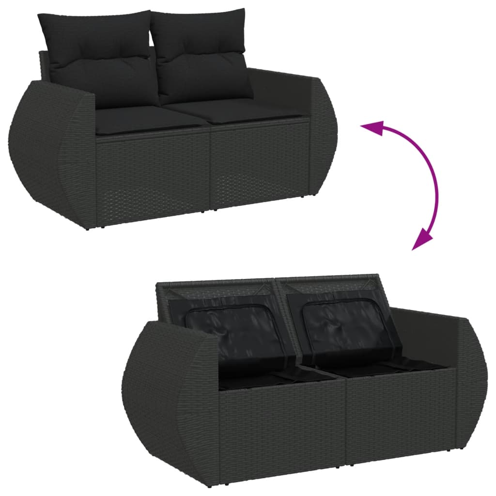 7-delige Loungeset met kussens poly rattan zwart is nu te koop bij PeponiXL, paradijselijk wonen!