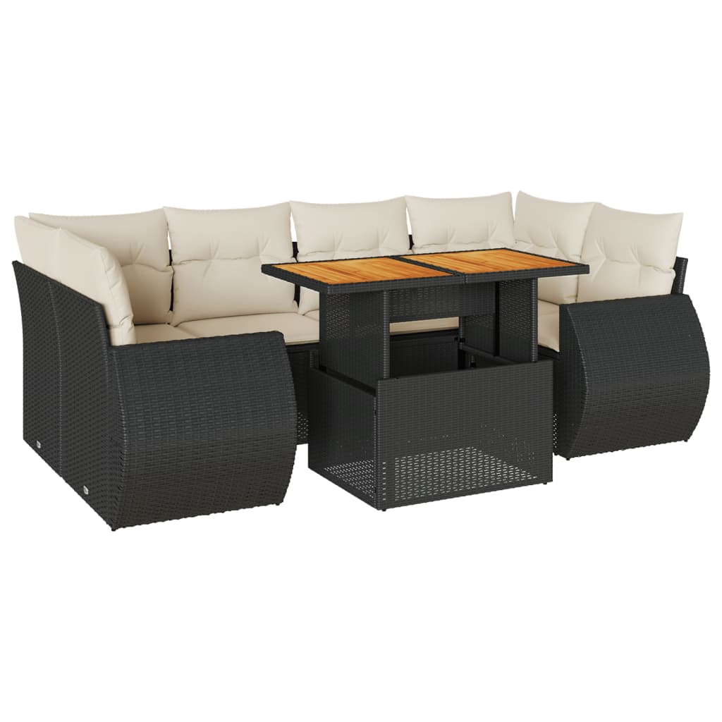 7-delige Loungeset met kussens poly rattan zwart is nu te koop bij PeponiXL, paradijselijk wonen!