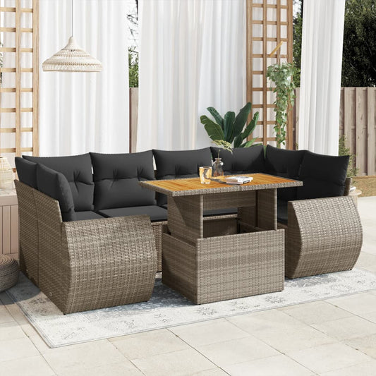 7-delige Loungeset met kussens poly rattan grijs is nu te koop bij PeponiXL, paradijselijk wonen!