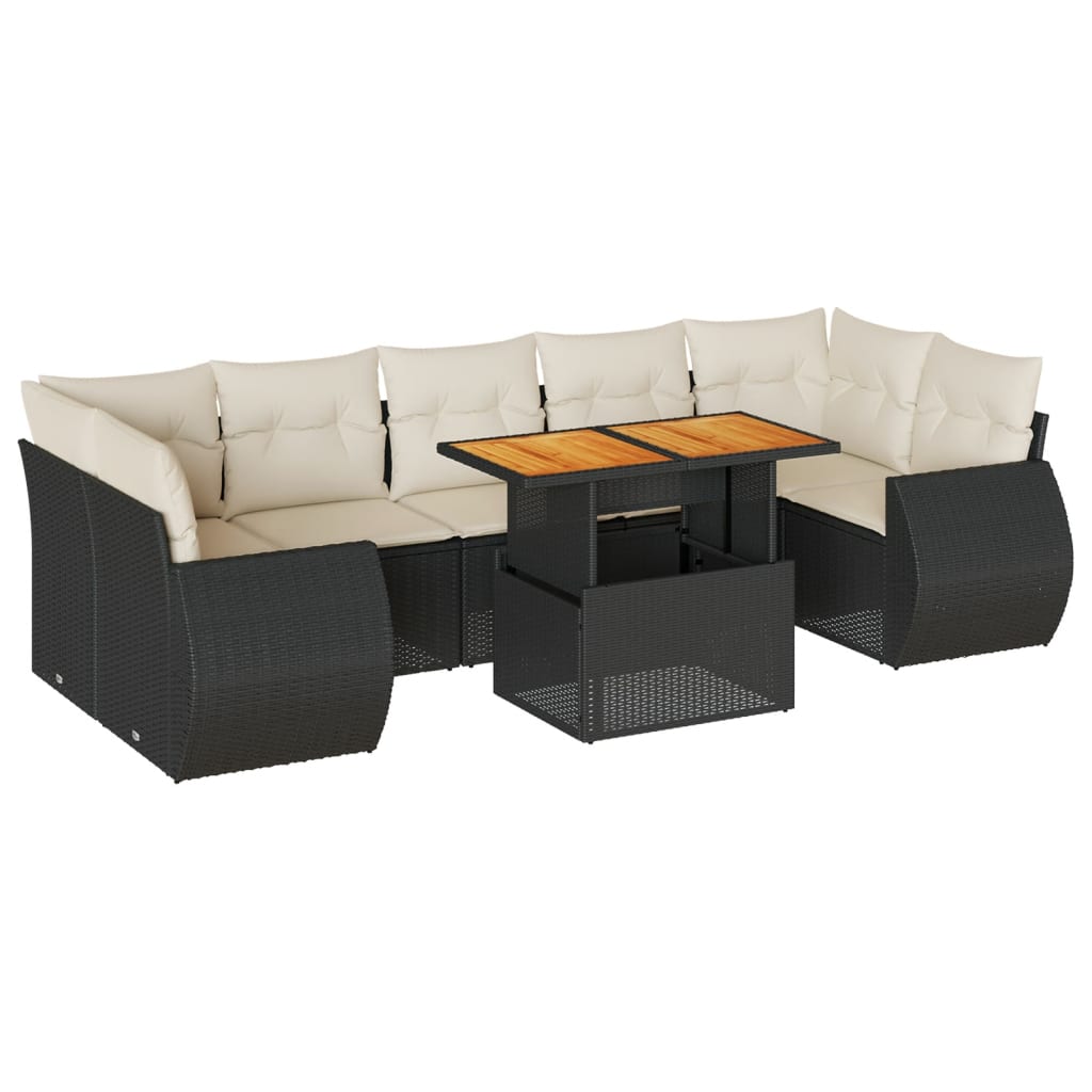 8-delige Loungeset met kussens poly rattan zwart is nu te koop bij PeponiXL, paradijselijk wonen!