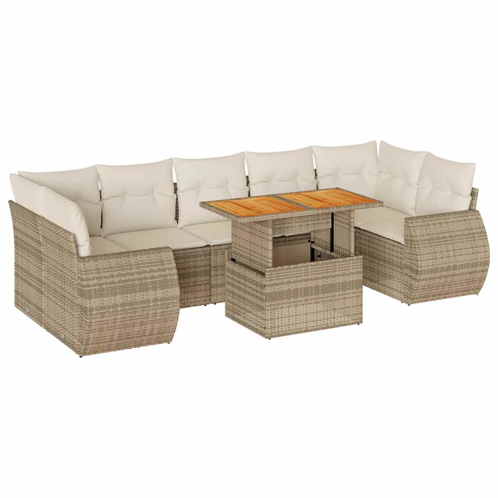 8-delige Loungeset met kussens poly rattan beige is nu te koop bij PeponiXL, paradijselijk wonen!