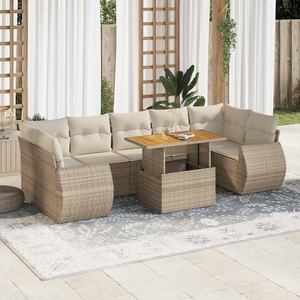 8-delige Loungeset met kussens poly rattan beige is nu te koop bij PeponiXL, paradijselijk wonen!