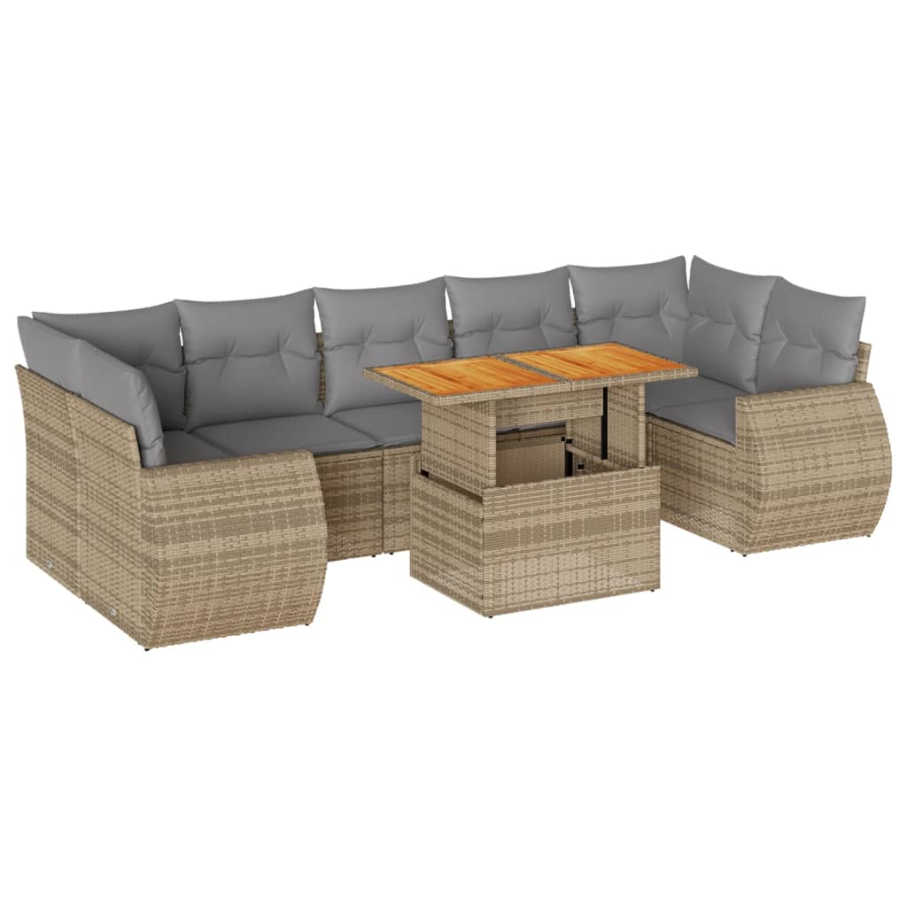 8-delige Loungeset met kussens poly rattan beige is nu te koop bij PeponiXL, paradijselijk wonen!