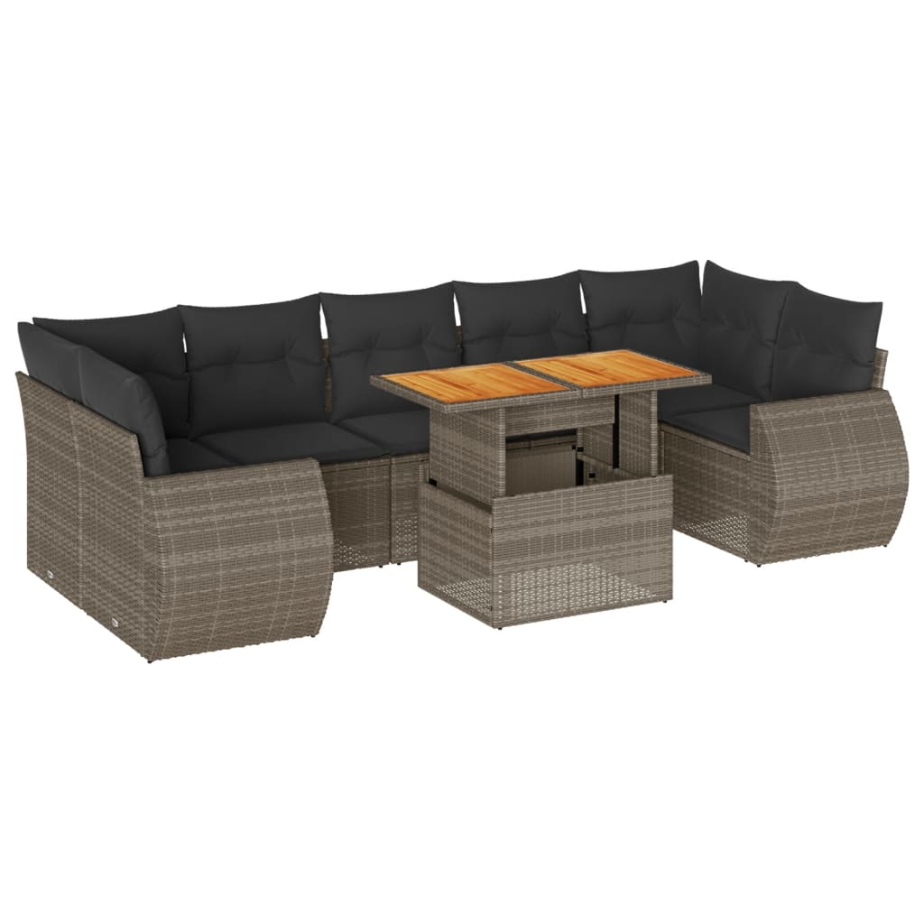 8-delige Loungeset met kussens poly rattan grijs is nu te koop bij PeponiXL, paradijselijk wonen!