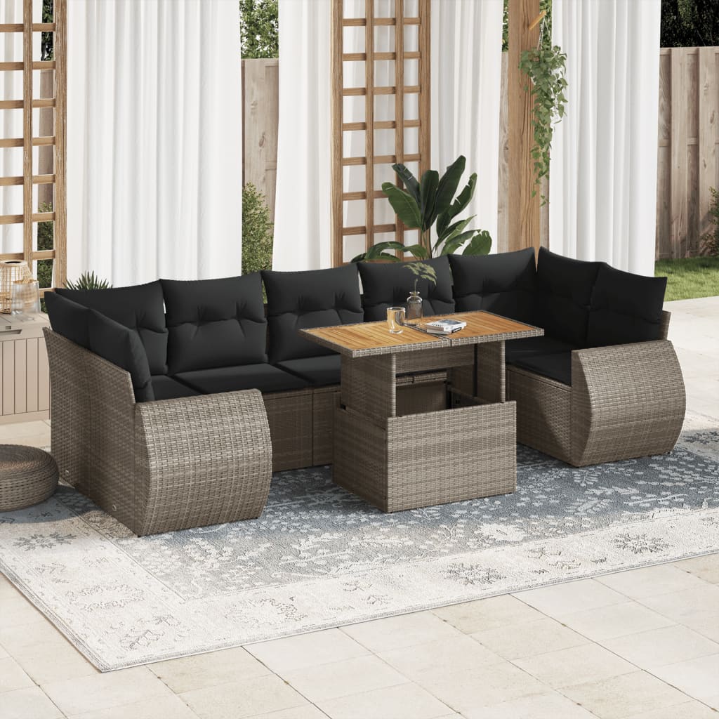 8-delige Loungeset met kussens poly rattan grijs is nu te koop bij PeponiXL, paradijselijk wonen!