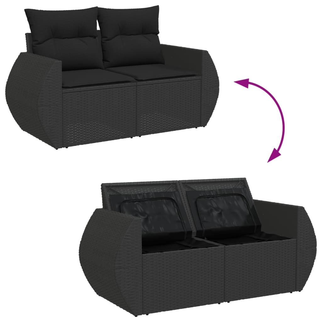 9-delige Loungeset met kussens poly rattan zwart is nu te koop bij PeponiXL, paradijselijk wonen!
