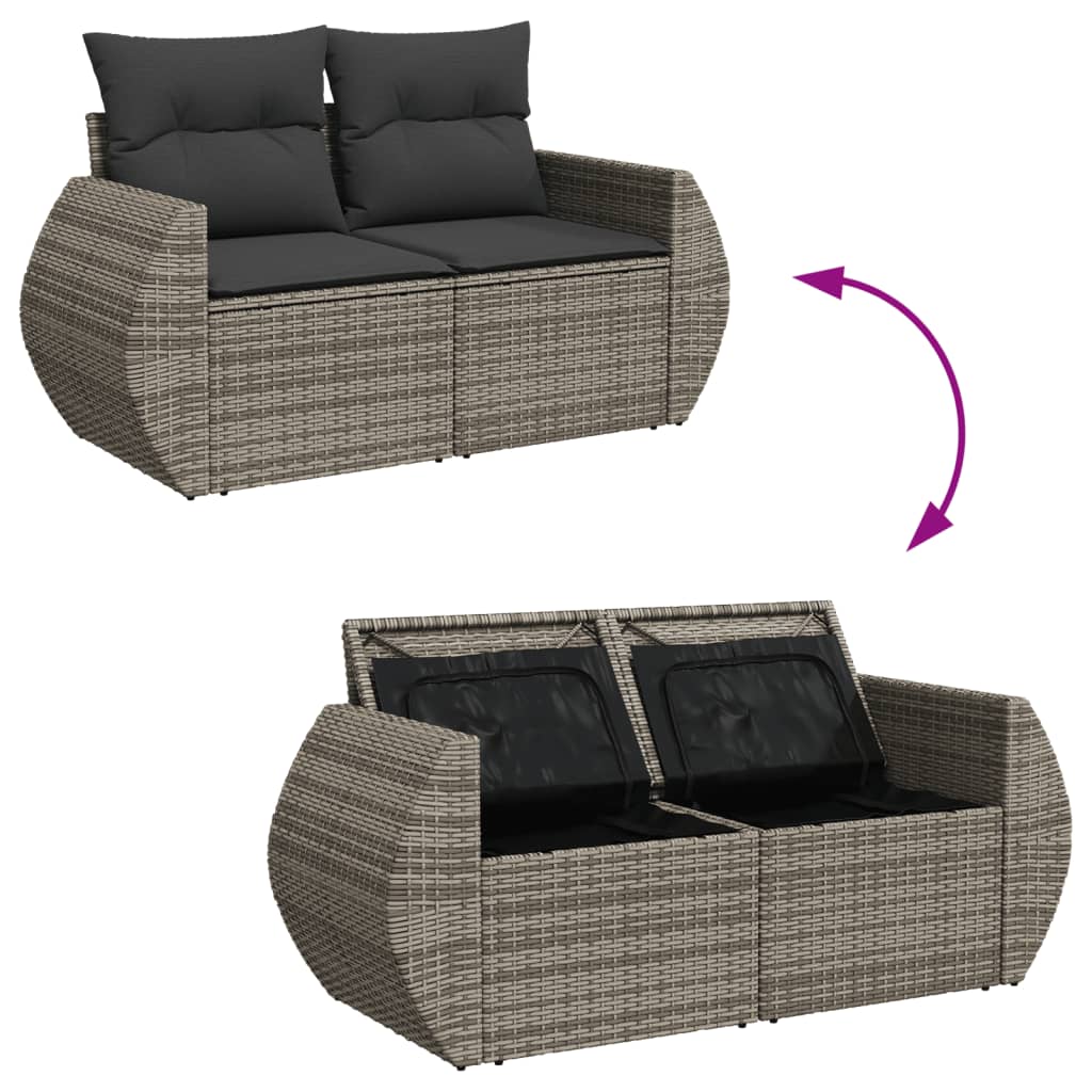9-delige Loungeset met kussens poly rattan grijs is nu te koop bij PeponiXL, paradijselijk wonen!