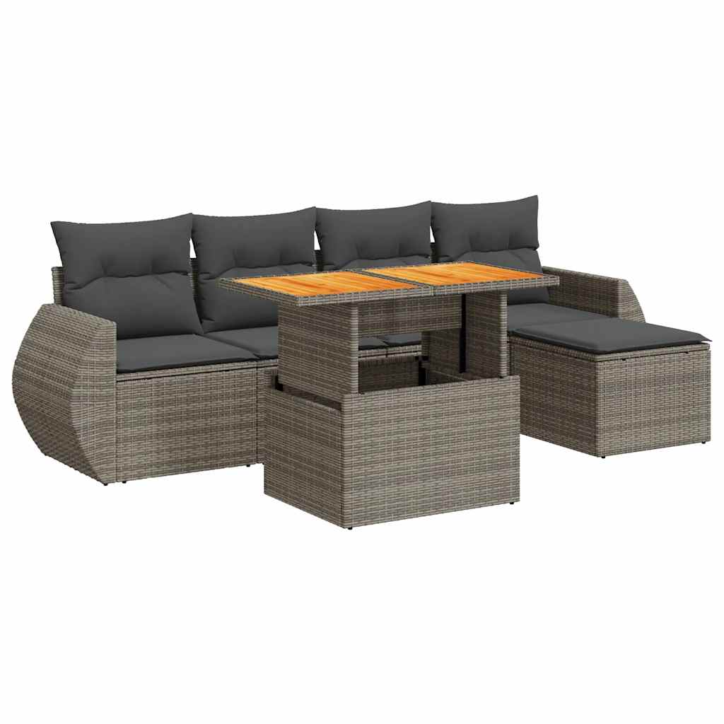 6-delige Loungeset met kussens poly rattan grijs is nu te koop bij PeponiXL, paradijselijk wonen!