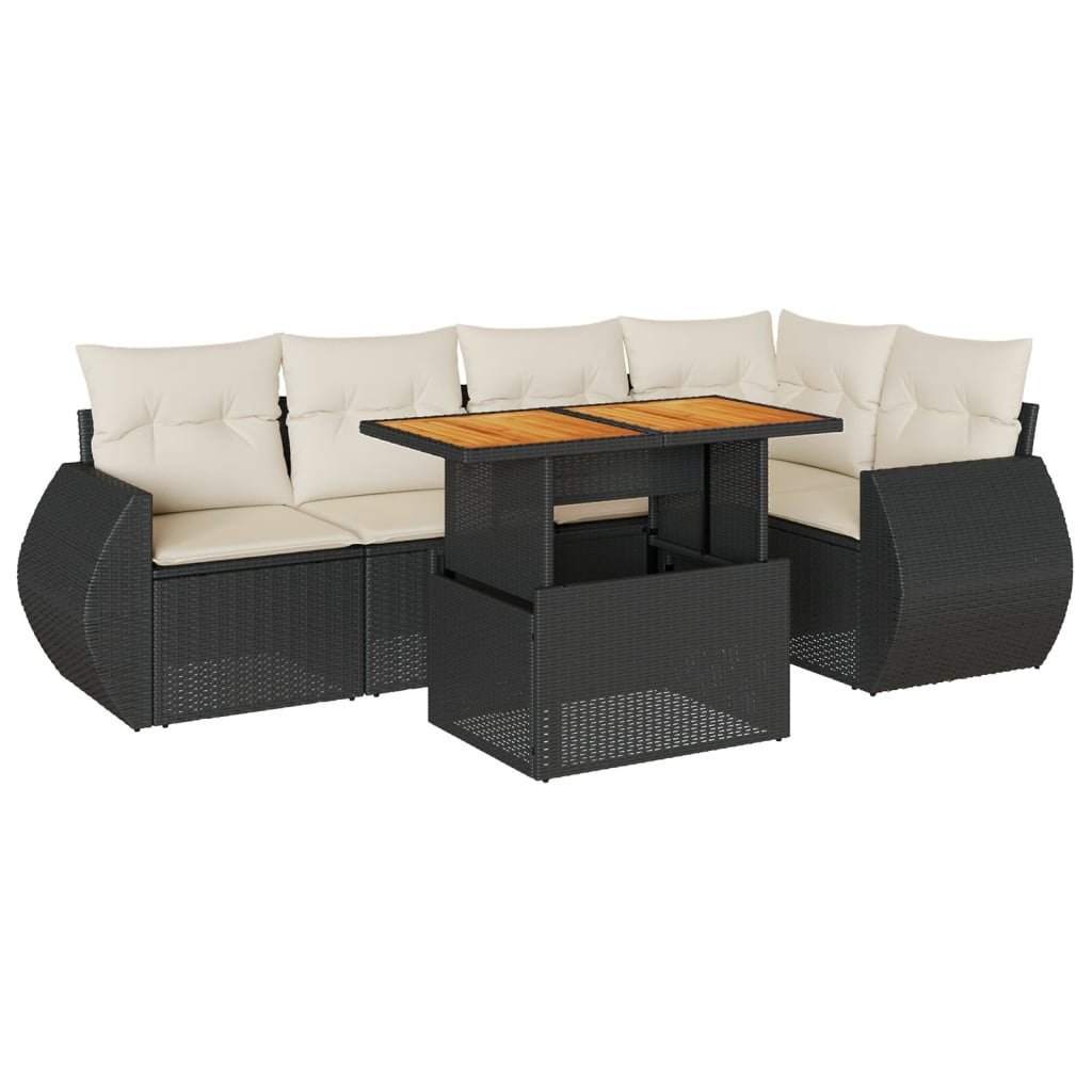 6-delige Loungeset met kussens poly rattan zwart is nu te koop bij PeponiXL, paradijselijk wonen!