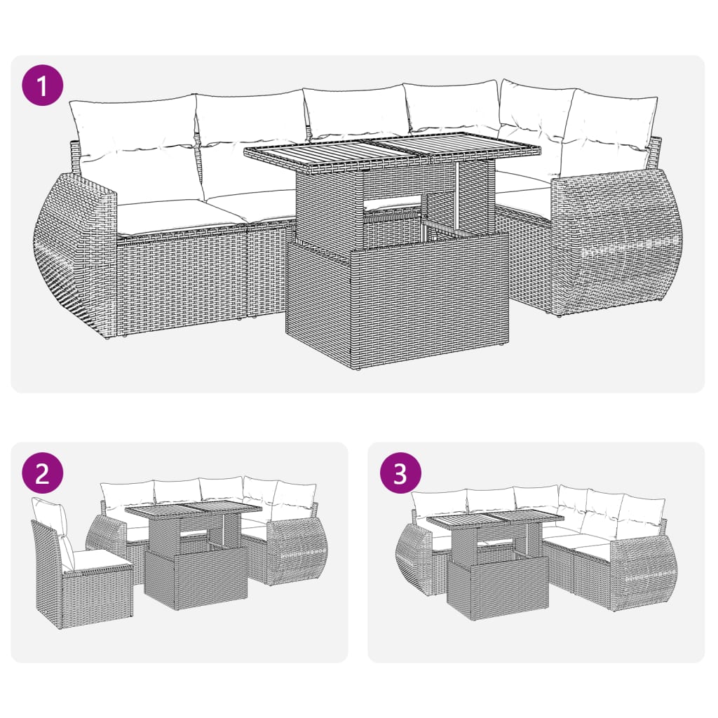 6-delige Loungeset met kussens poly rattan zwart is nu te koop bij PeponiXL, paradijselijk wonen!
