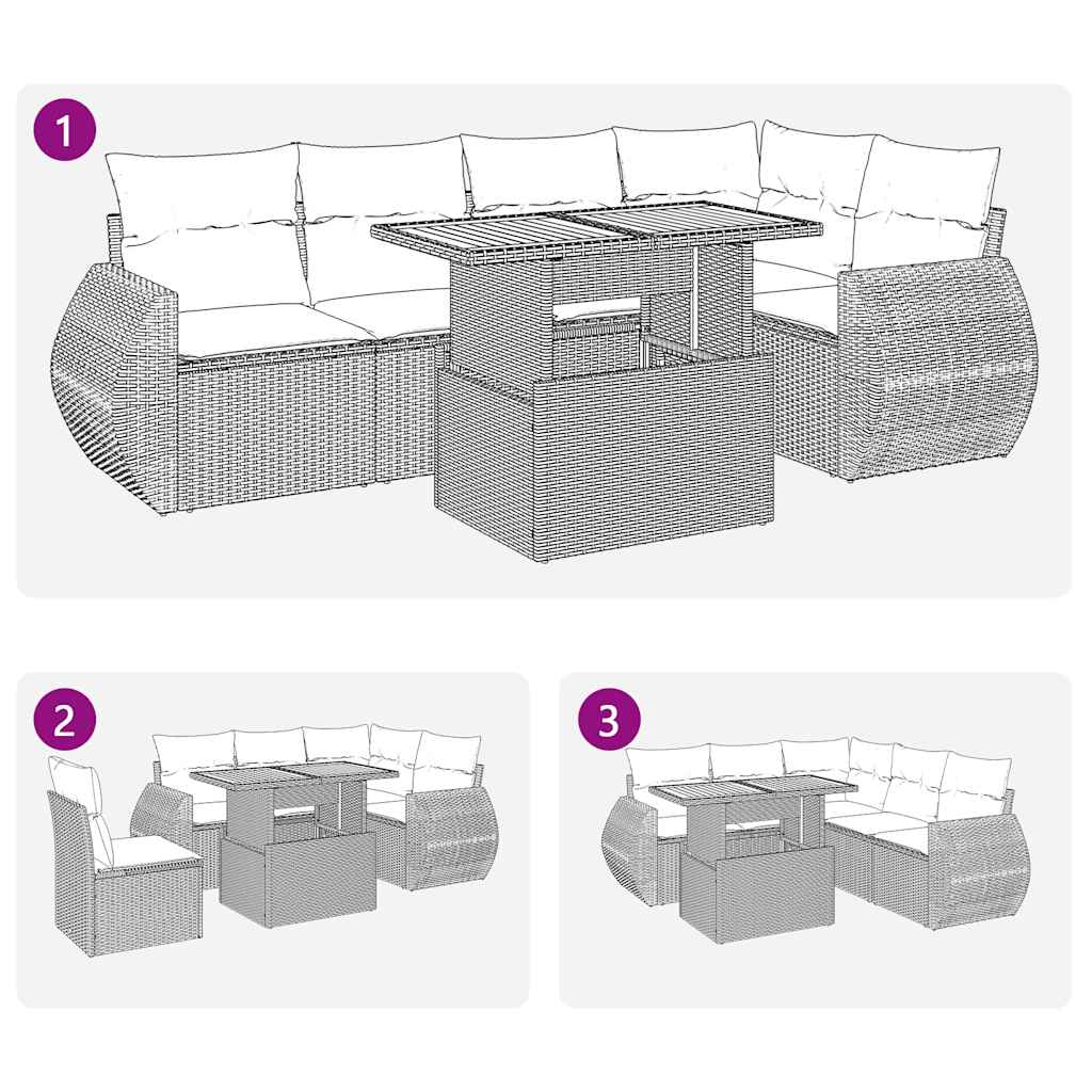 6-delige Loungeset met kussens poly rattan zwart is nu te koop bij PeponiXL, paradijselijk wonen!