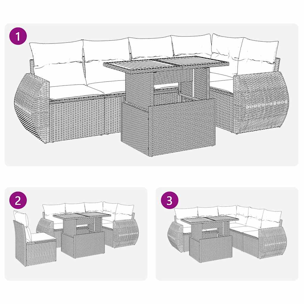 6-delige Loungeset met kussens poly rattan beige is nu te koop bij PeponiXL, paradijselijk wonen!