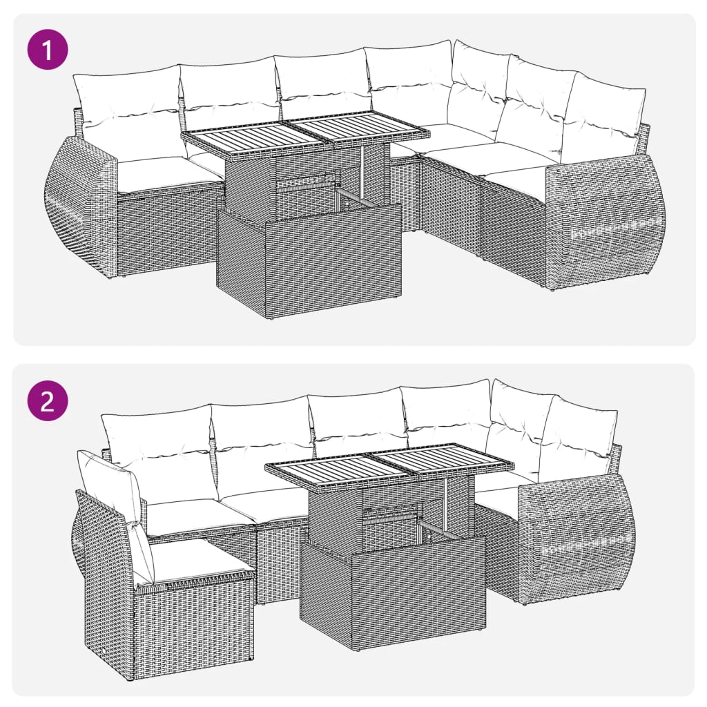7-delige Loungeset met kussens poly rattan zwart is nu te koop bij PeponiXL, paradijselijk wonen!