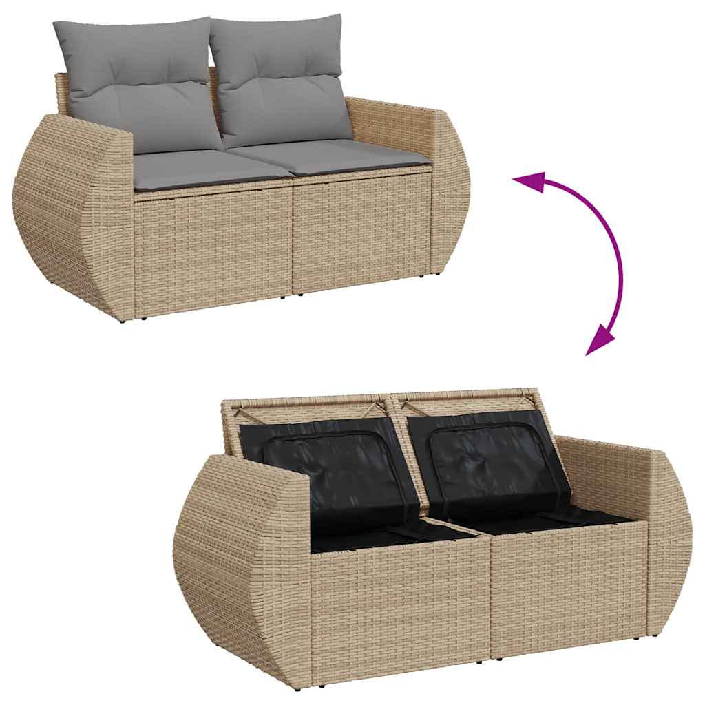 7-delige Loungeset met kussens poly rattan beige is nu te koop bij PeponiXL, paradijselijk wonen!