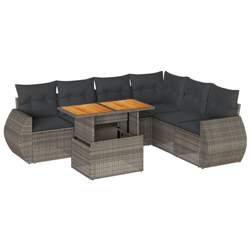 7-delige Loungeset met kussens poly rattan grijs is nu te koop bij PeponiXL, paradijselijk wonen!