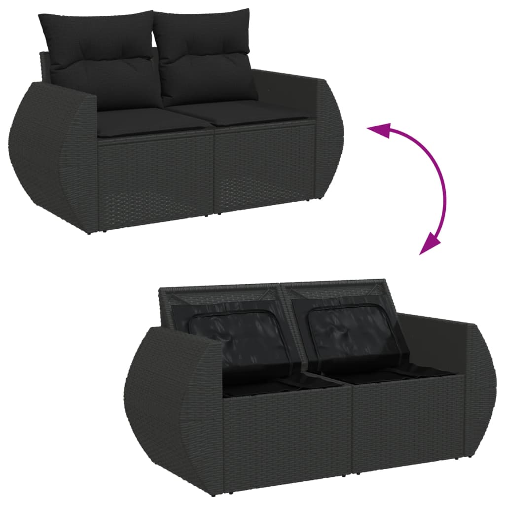 9-delige Loungeset met kussens poly rattan zwart is nu te koop bij PeponiXL, paradijselijk wonen!