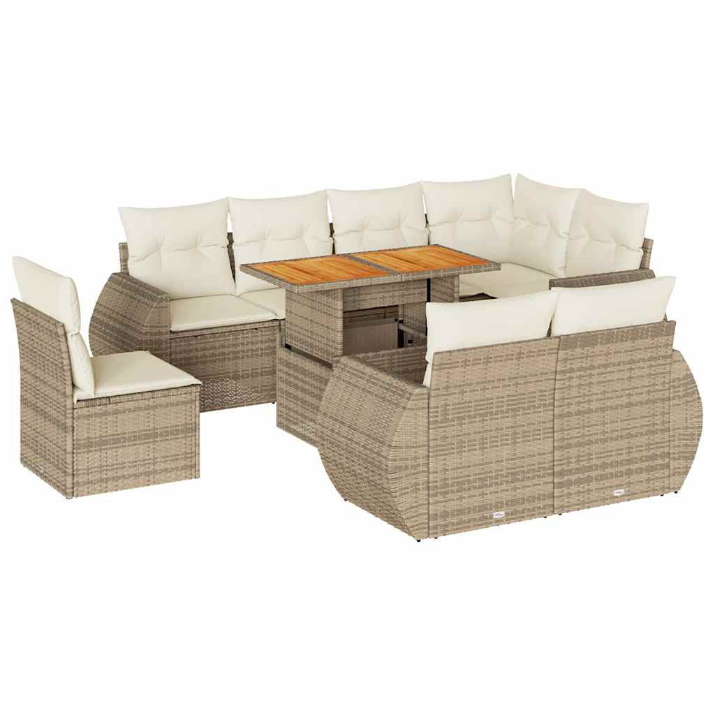 9-delige Loungeset met kussens poly rattan beige is nu te koop bij PeponiXL, paradijselijk wonen!