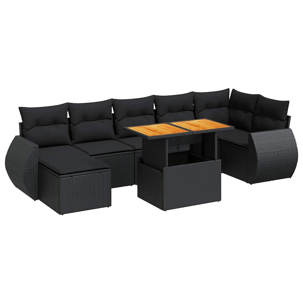 8-delige Loungeset met kussens poly rattan zwart is nu te koop bij PeponiXL, paradijselijk wonen!