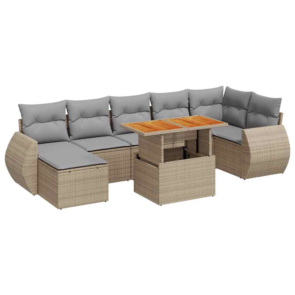 8-delige Loungeset met kussens poly rattan beige is nu te koop bij PeponiXL, paradijselijk wonen!