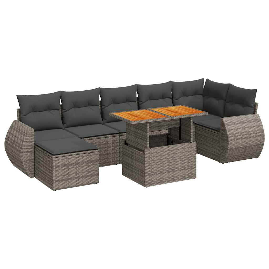 8-delige Loungeset met kussens poly rattan grijs is nu te koop bij PeponiXL, paradijselijk wonen!