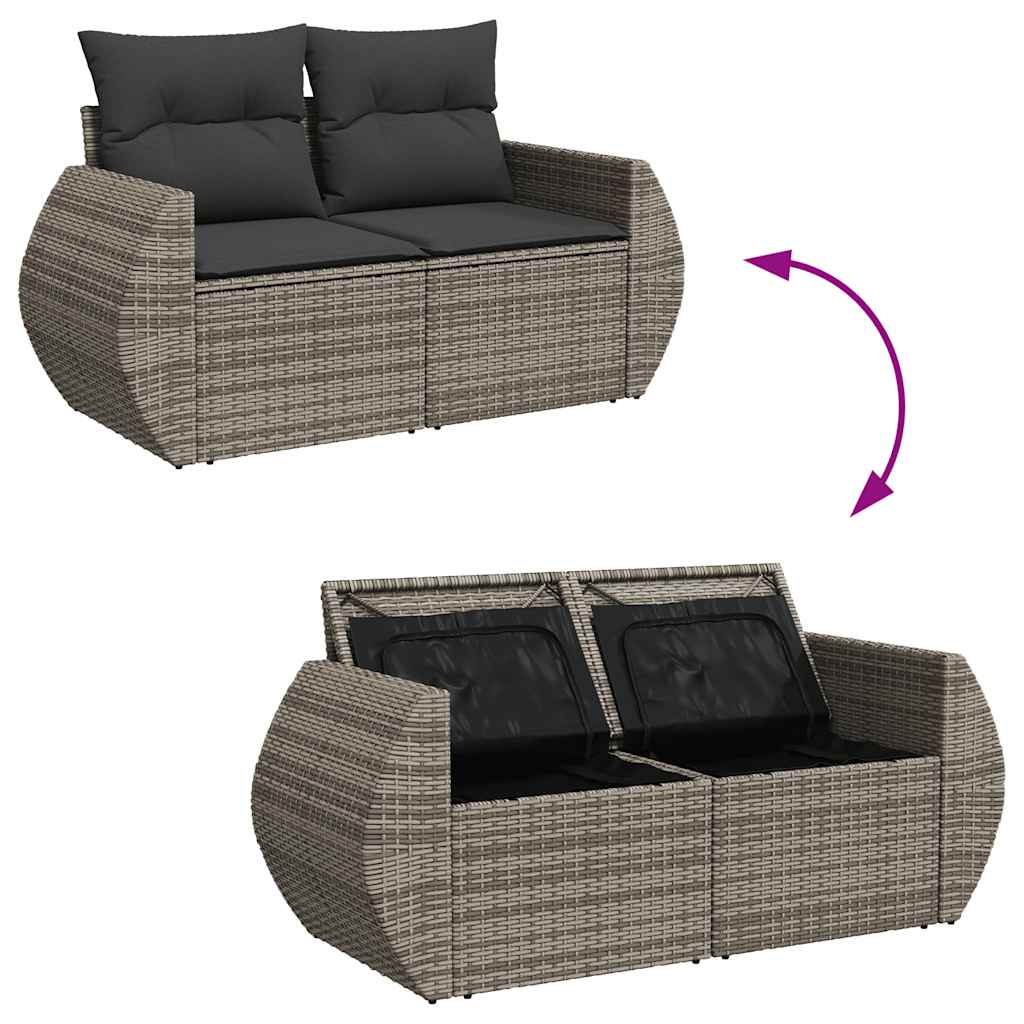 8-delige Loungeset met kussens poly rattan grijs is nu te koop bij PeponiXL, paradijselijk wonen!