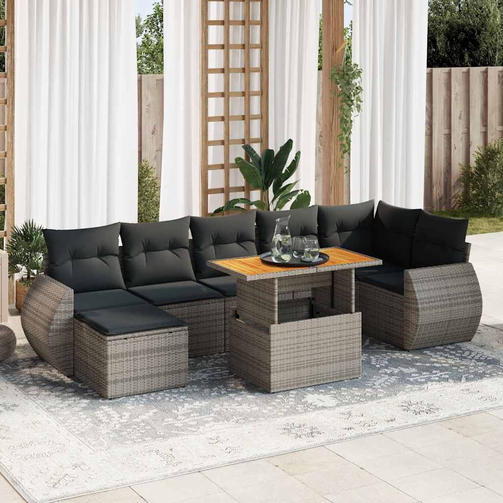 8-delige Loungeset met kussens poly rattan grijs is nu te koop bij PeponiXL, paradijselijk wonen!