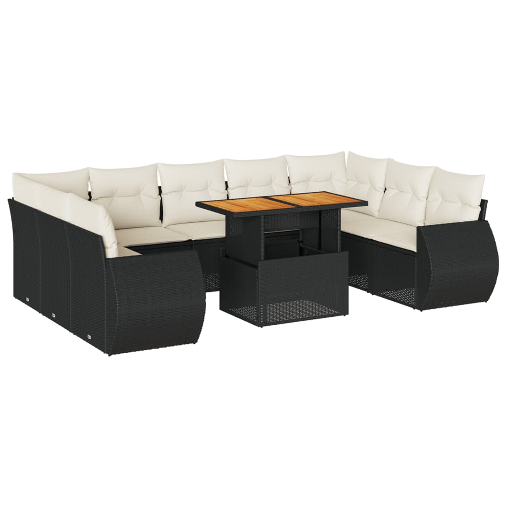 10-delige Loungeset met kussens poly rattan zwart is nu te koop bij PeponiXL, paradijselijk wonen!