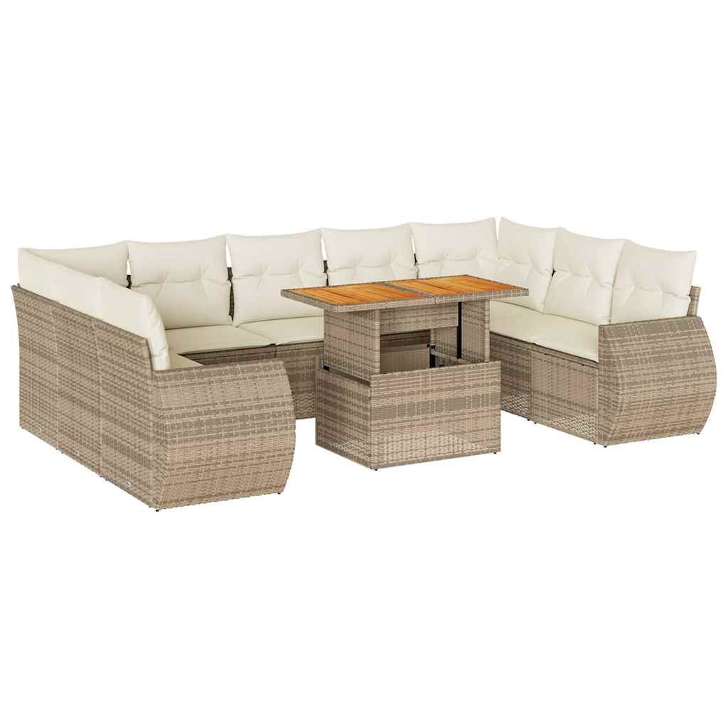 10-delige Loungeset met kussens poly rattan beige is nu te koop bij PeponiXL, paradijselijk wonen!