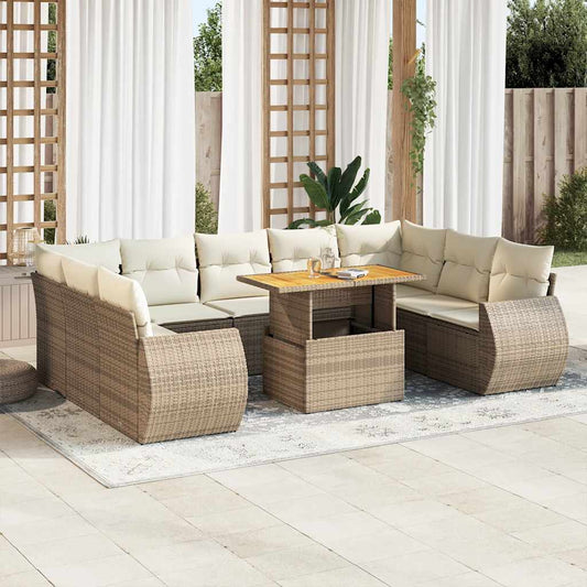 10-delige Loungeset met kussens poly rattan beige is nu te koop bij PeponiXL, paradijselijk wonen!
