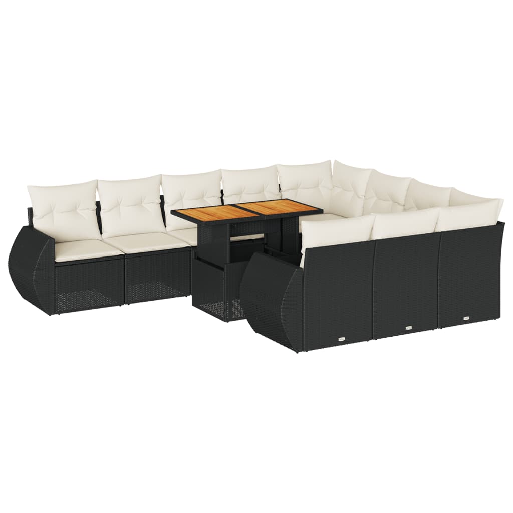 11-delige Loungeset met kussens poly rattan zwart is nu te koop bij PeponiXL, paradijselijk wonen!