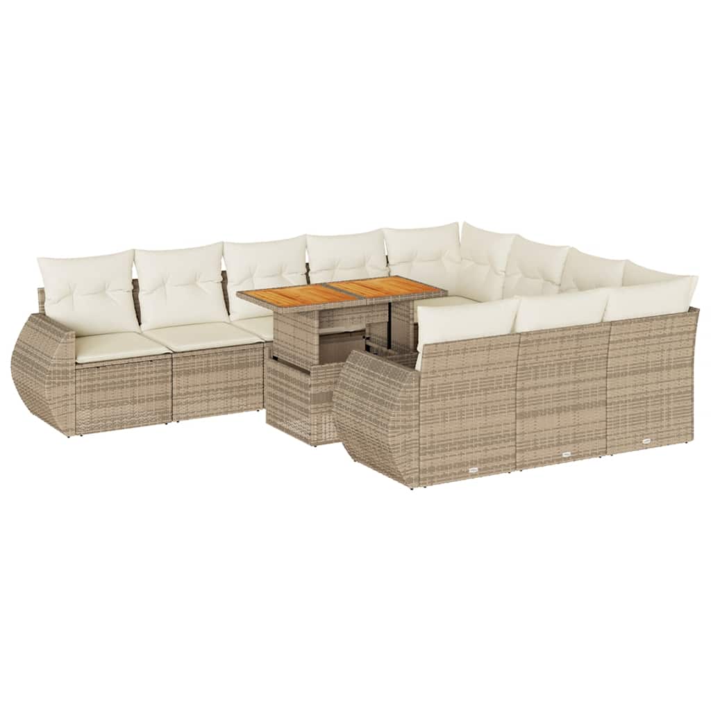 11-delige Tuinset met kussens poly rattan beige is nu te koop bij PeponiXL, paradijselijk wonen!