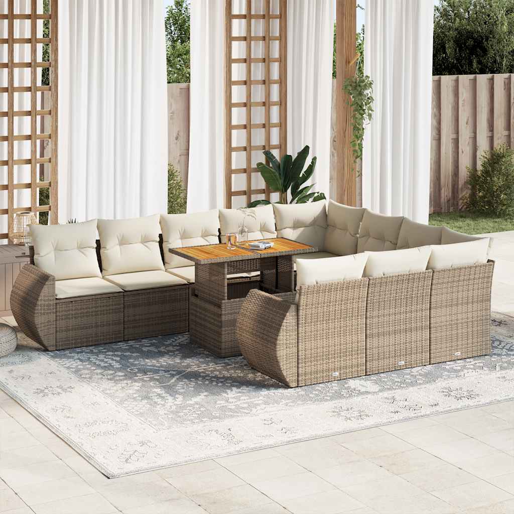 11-delige Tuinset met kussens poly rattan beige is nu te koop bij PeponiXL, paradijselijk wonen!